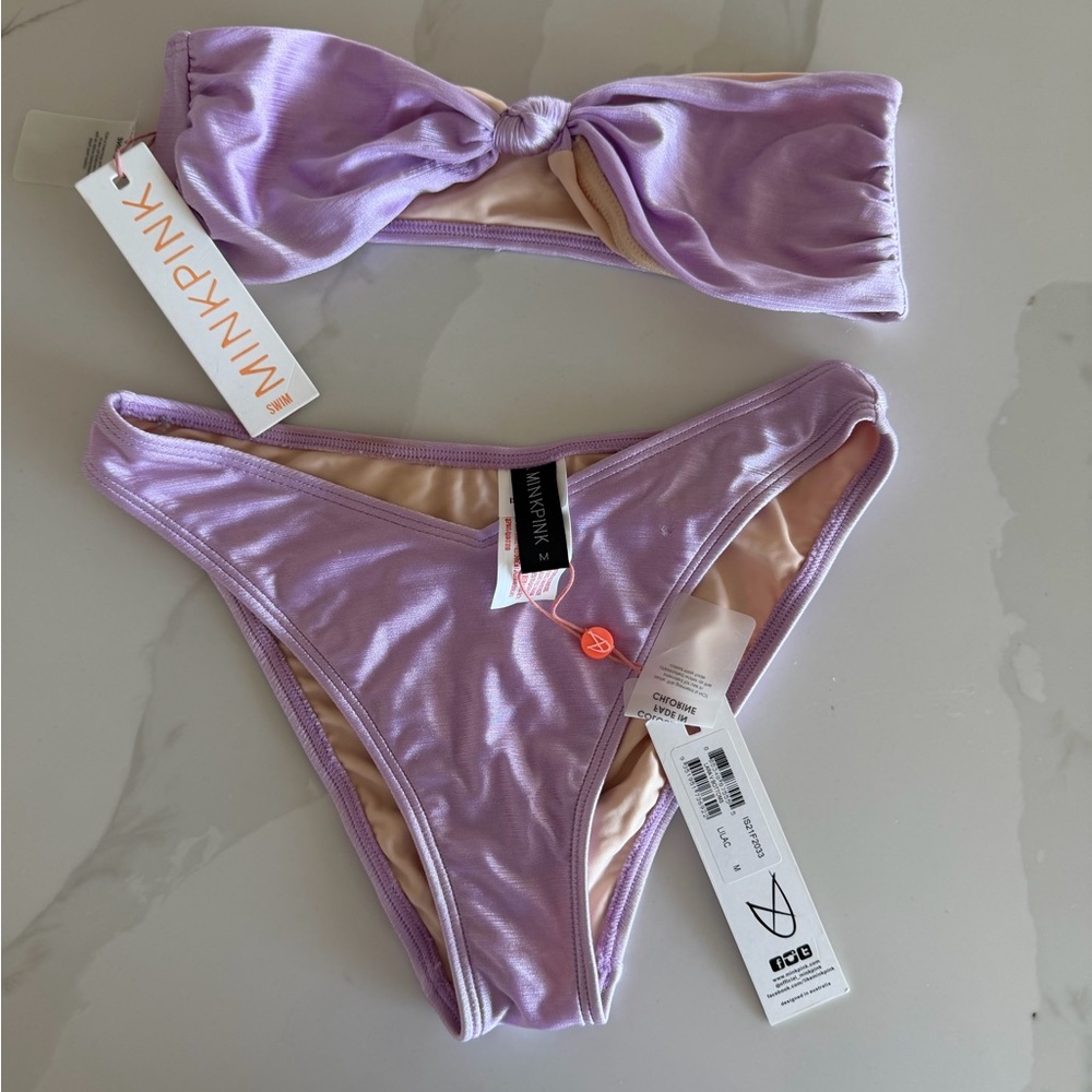 MINKPINK Lilac Bandeau Bikini set NWT